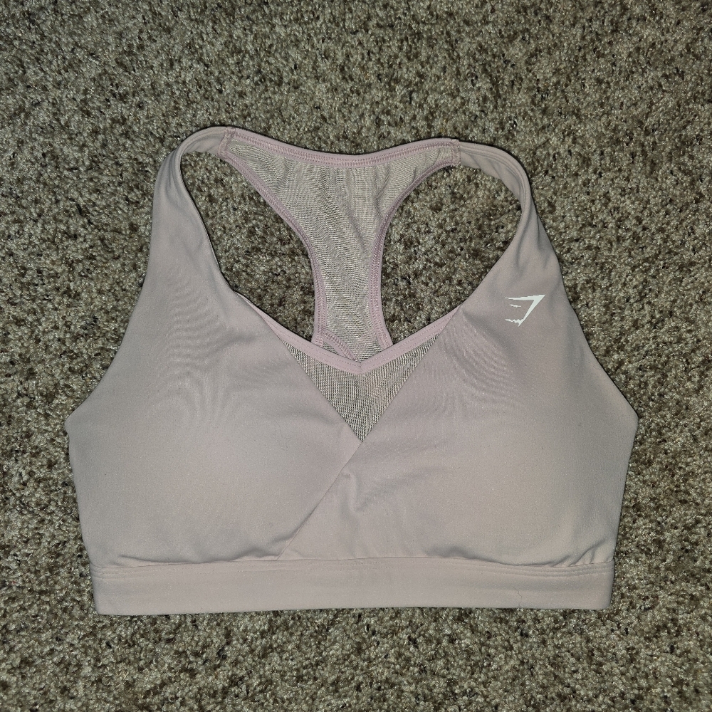 Women's Light Pink Logo GYMSHARK Sports Bra Size Small